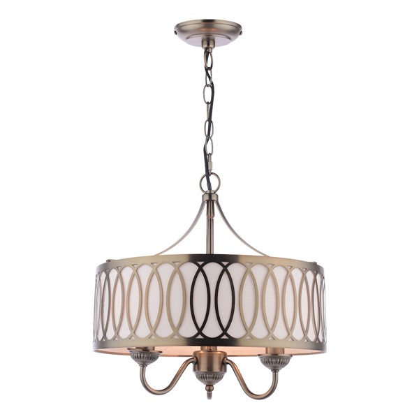 (image for) Laura Ashley Allerford 3 Light Pendant Satin Bronze and Taupe